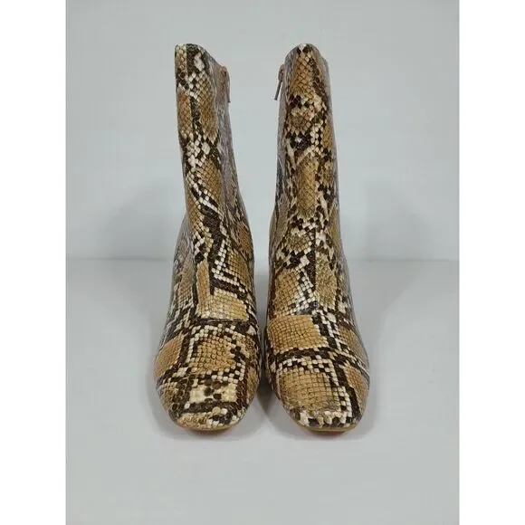 Lulus my generation Snake Reptile block heel women sz 7.5 Boots Bootie Ankle Tan - Picture 5 of 10